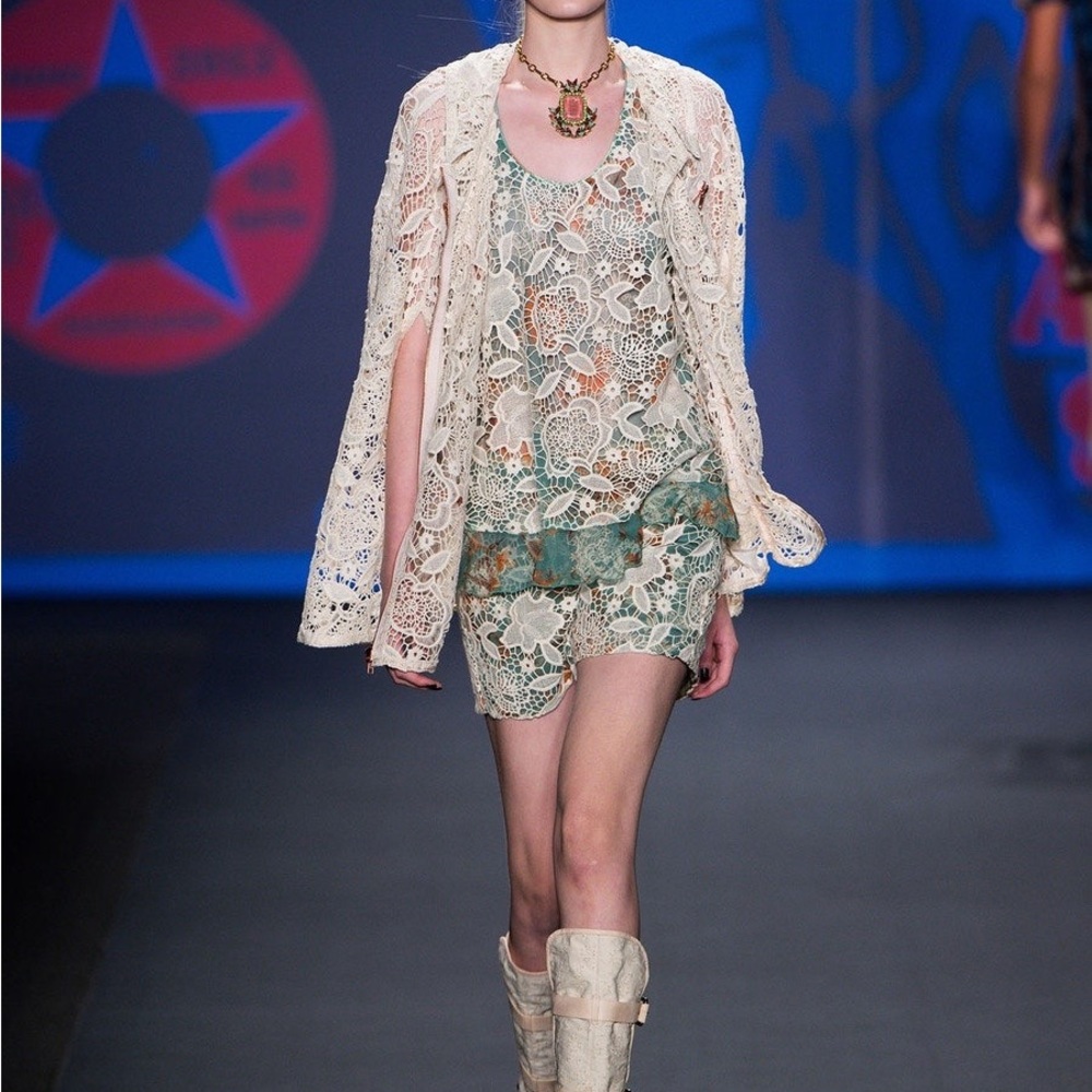 Anna Sui Runway Floral Pattern Dress 0